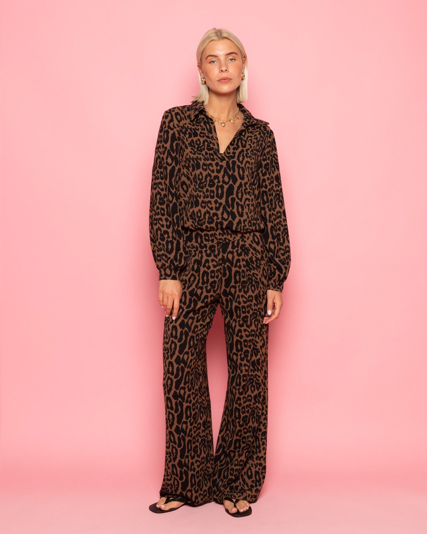 JULIE LEOPARD PANTALON ZWART