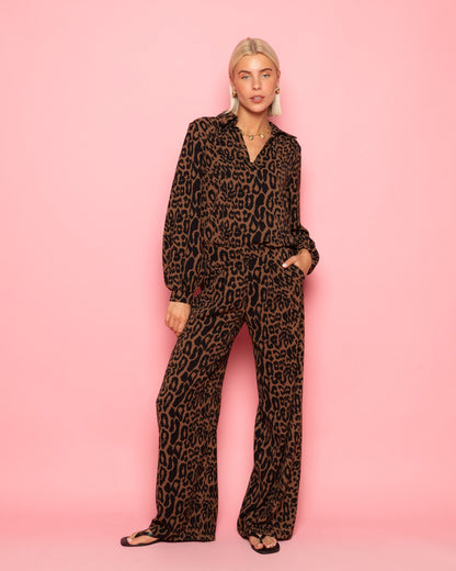 JULIE LEOPARD PANTALON ZWART