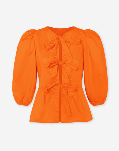 POPLIN BOWS TOP ORANJE