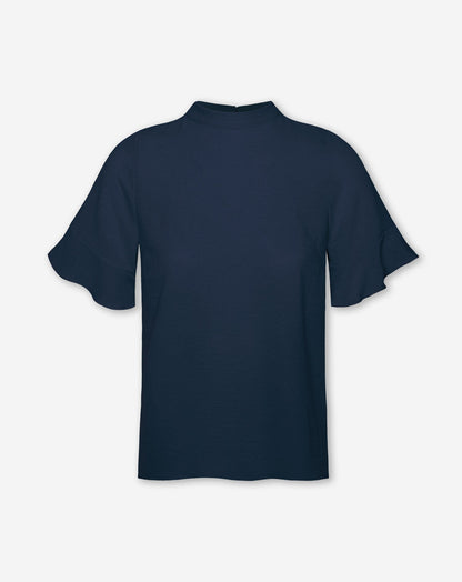 JULIE RUFFLE TOP MARINEBLAUW