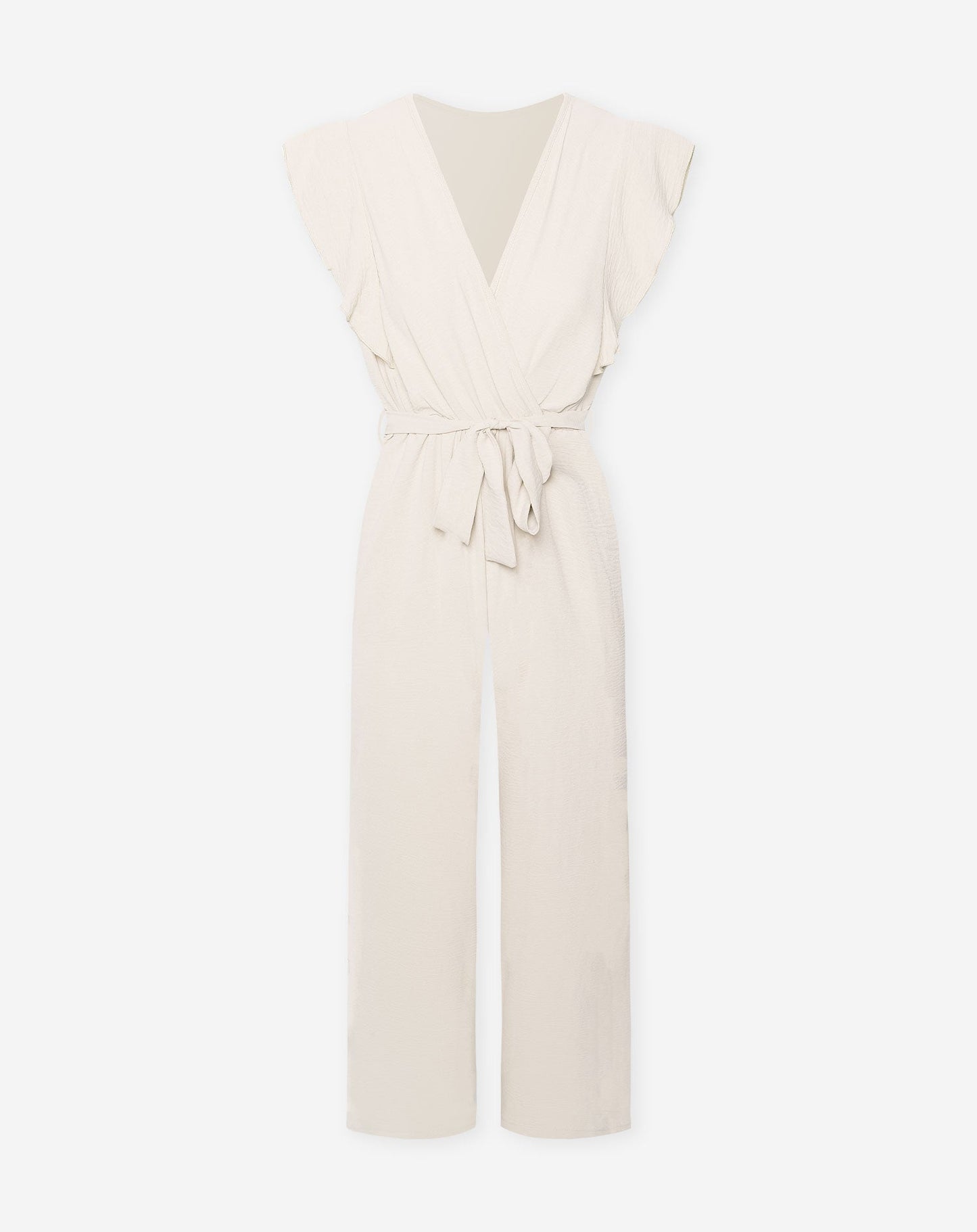JULIE RUFFLE JUMPSUIT PETITE BEIGE