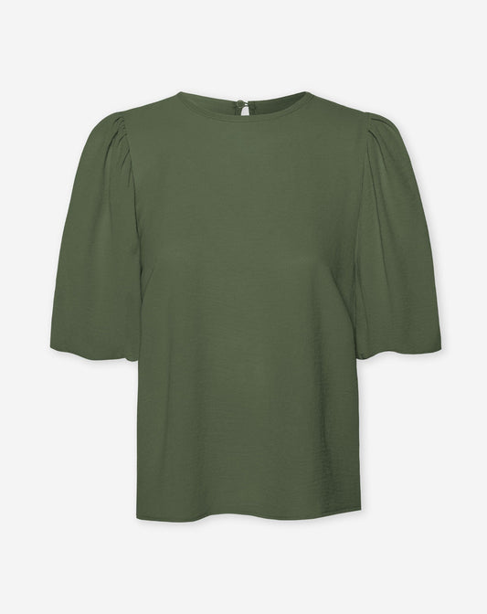 JULIE PUFF SLEEVE TOP LEGERGROEN