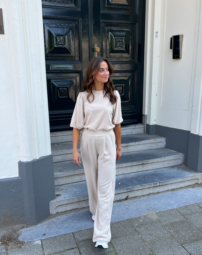 JULIE PUFF SLEEVE TOP BEIGE