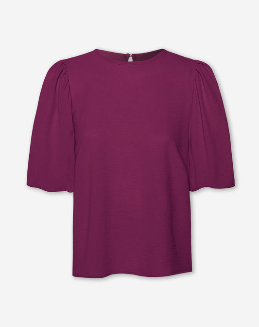 JULIE PUFF SLEEVE TOP CHERRY