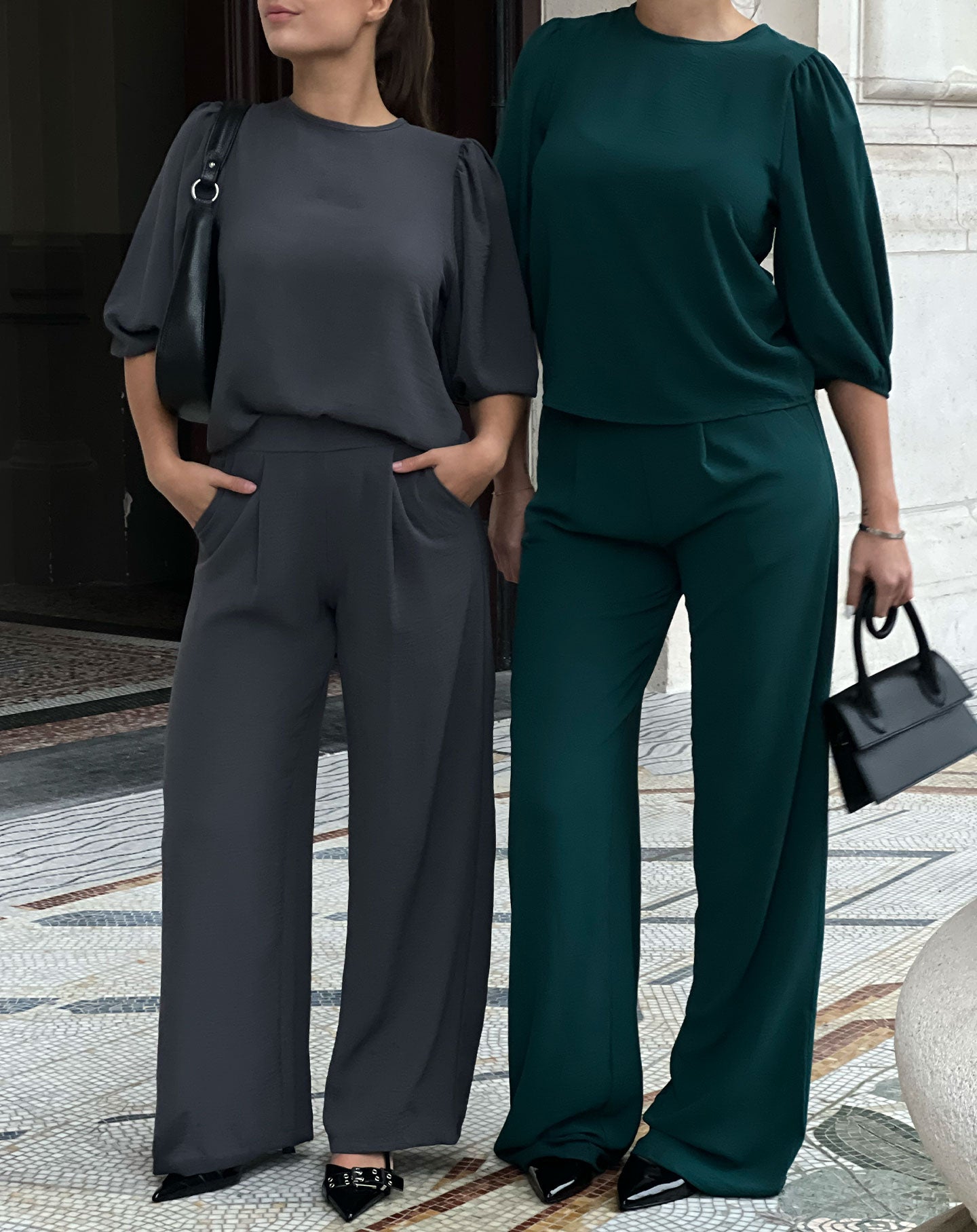 JULIE PUFF SLEEVE TOP GROEN