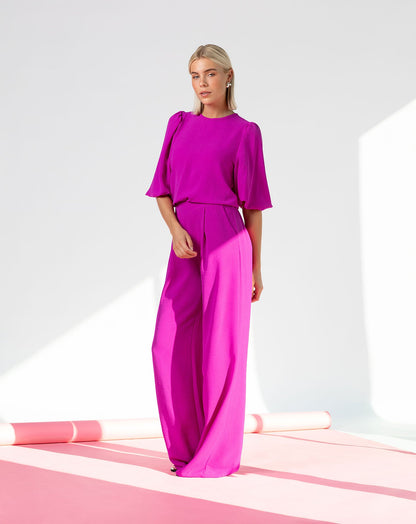 JULIE PUFF SLEEVE TOP MAGENTA