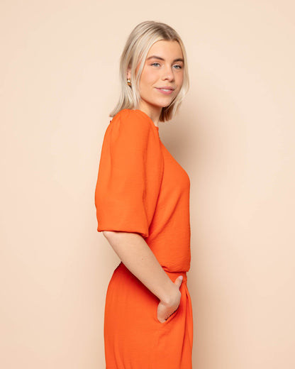 JULIE PUFF SLEEVE TOP ORANJE