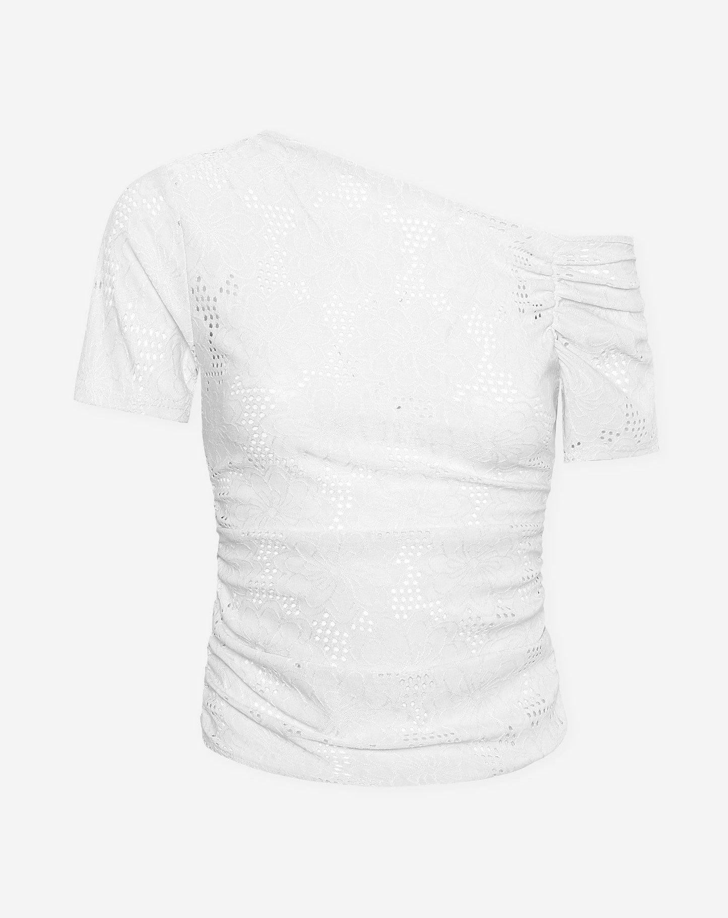 FLOWER RUCHED SHORT SLEEVE TOP WIT
