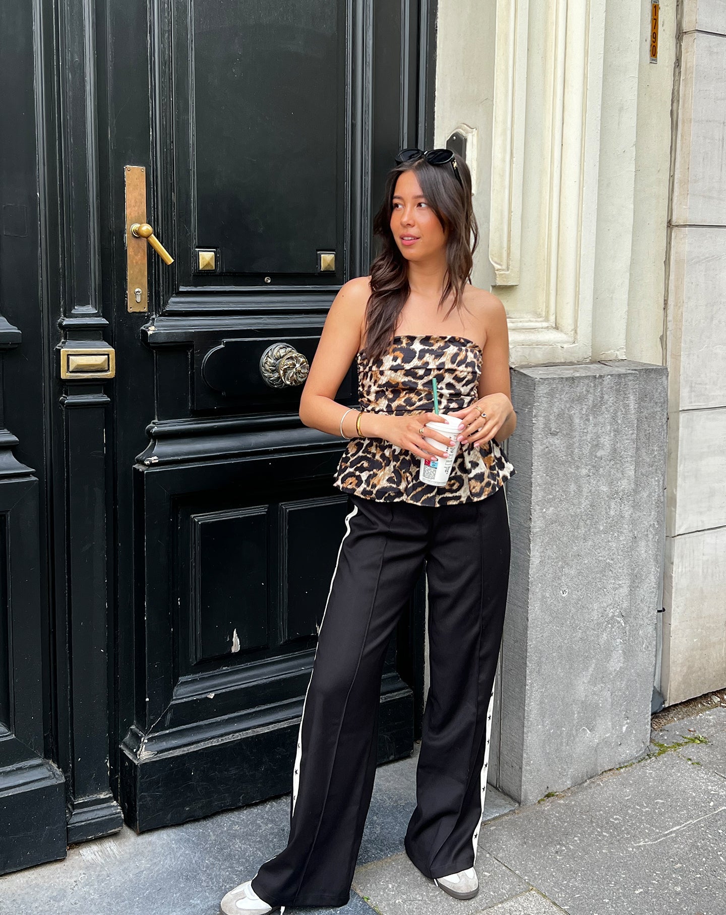 PINTUCK TAPE STRAIGHT LEG PANTALON TALL ZWART