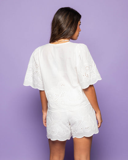 CARA BRODERIE SHORTS CRÈME