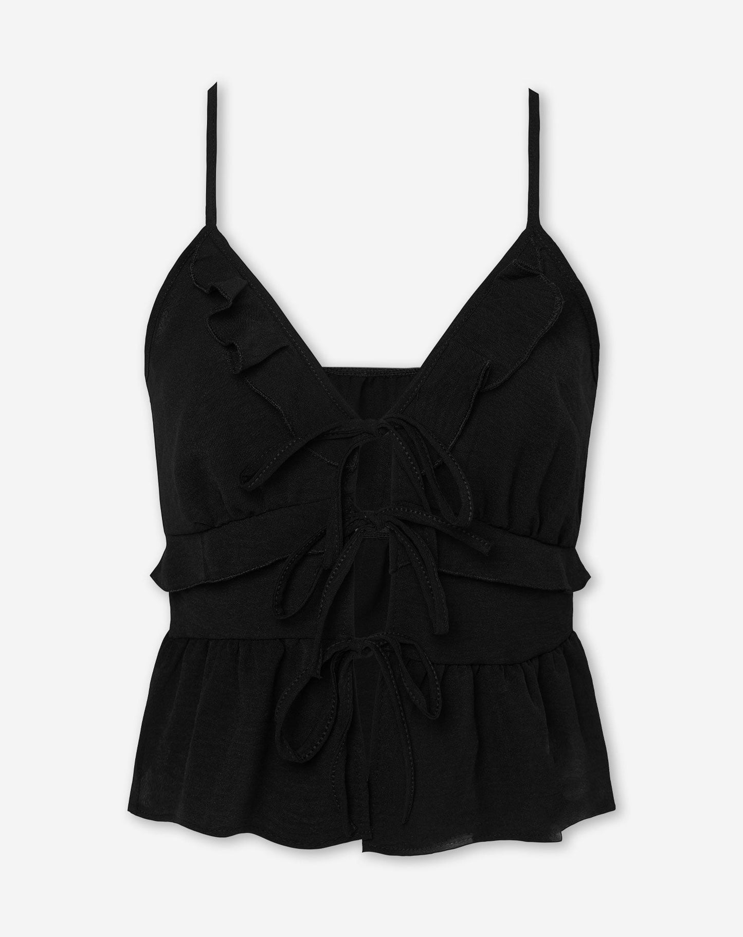 JULIE RUFFLE CAMI ZWART