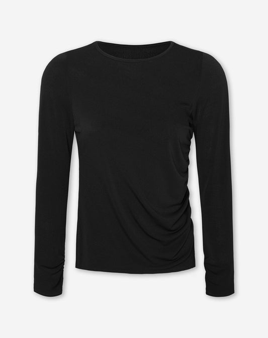 NORAH RUCHED TOP ZWART