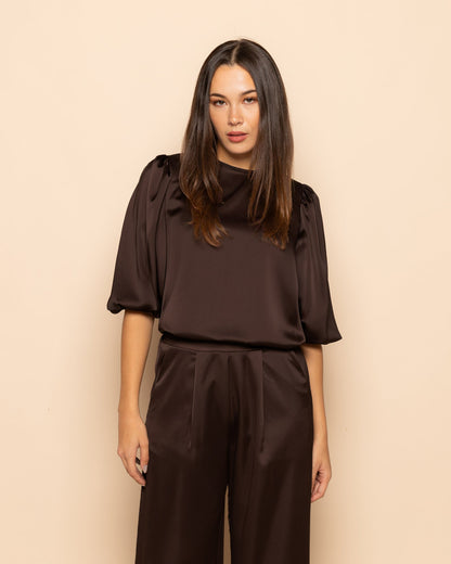 JULIE SATIN PANTALON PETITE BRUIN