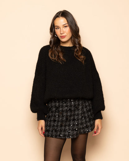 CHECK BEADS SKORT ZWART