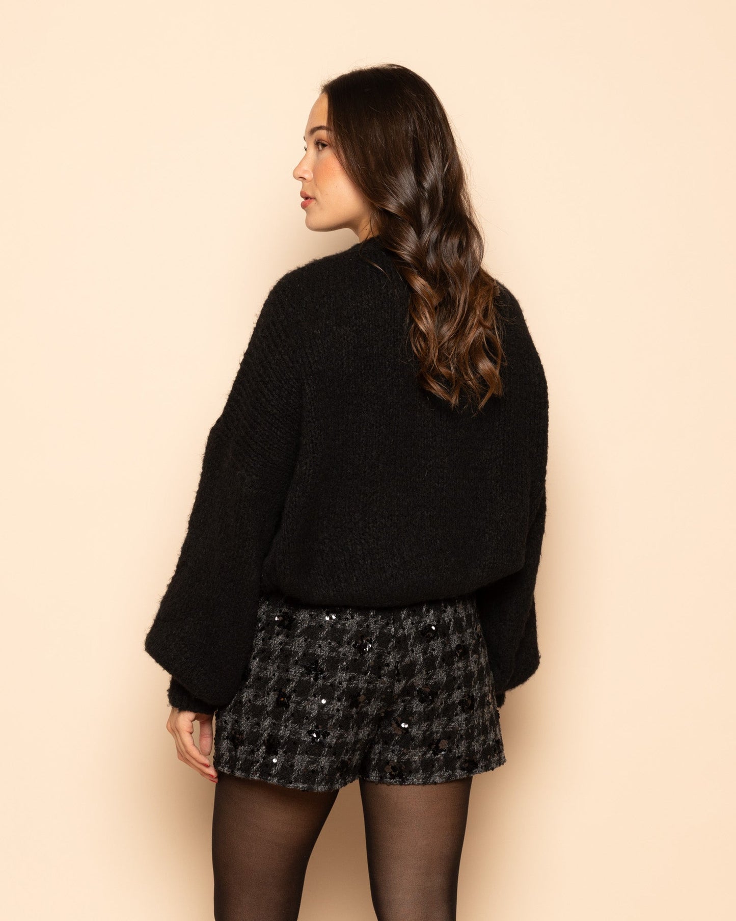 CHECK BEADS SKORT ZWART