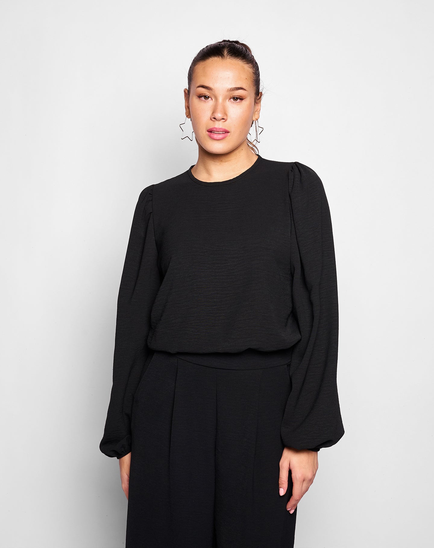 JULIE PUFF LONG SLEEVE TOP ZWART