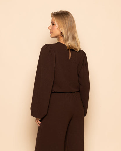 JULIE PUFF LONG SLEEVE TOP BRUIN