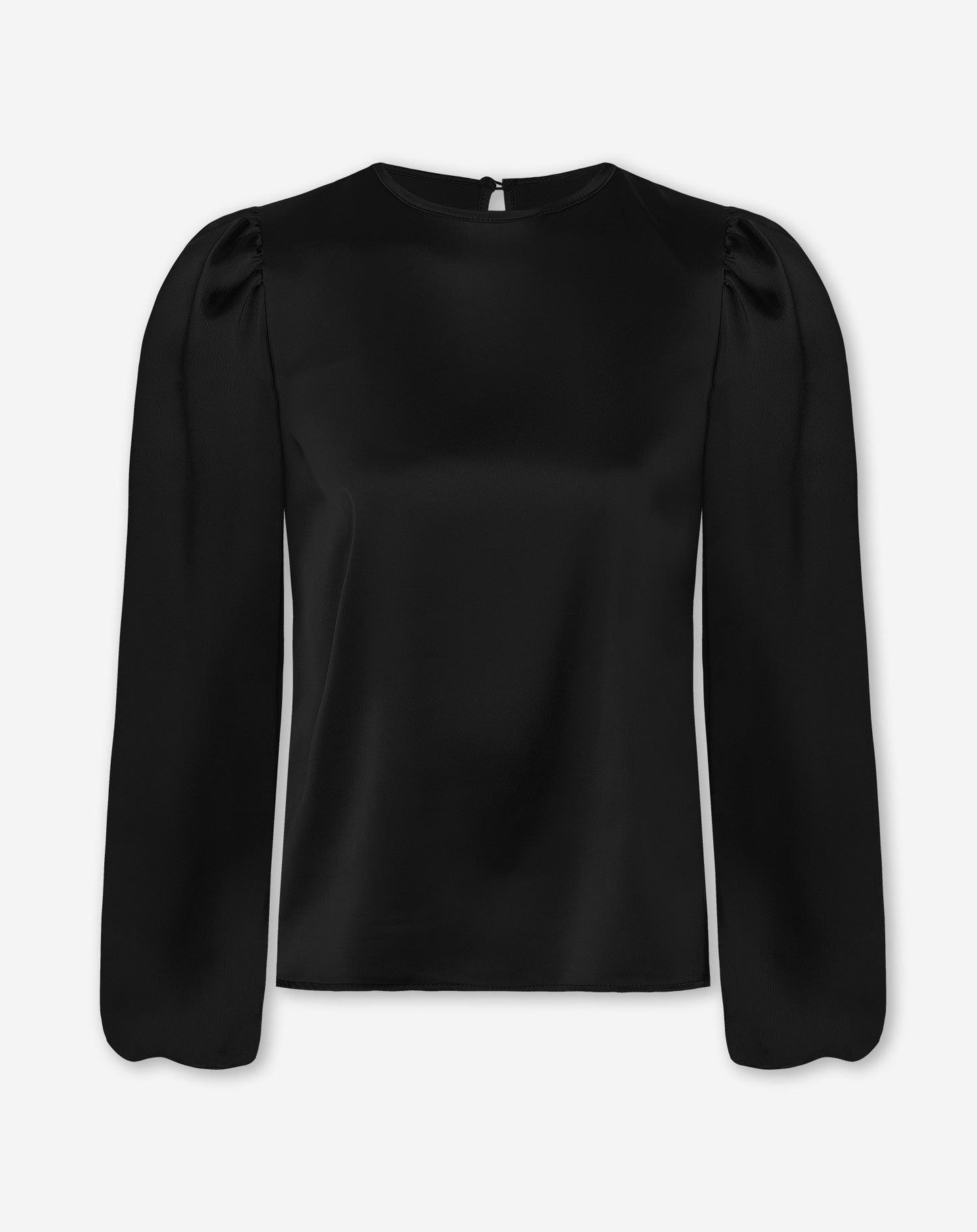 JULIE SATIN PUFF LONG SLEEVE TOP ZWART