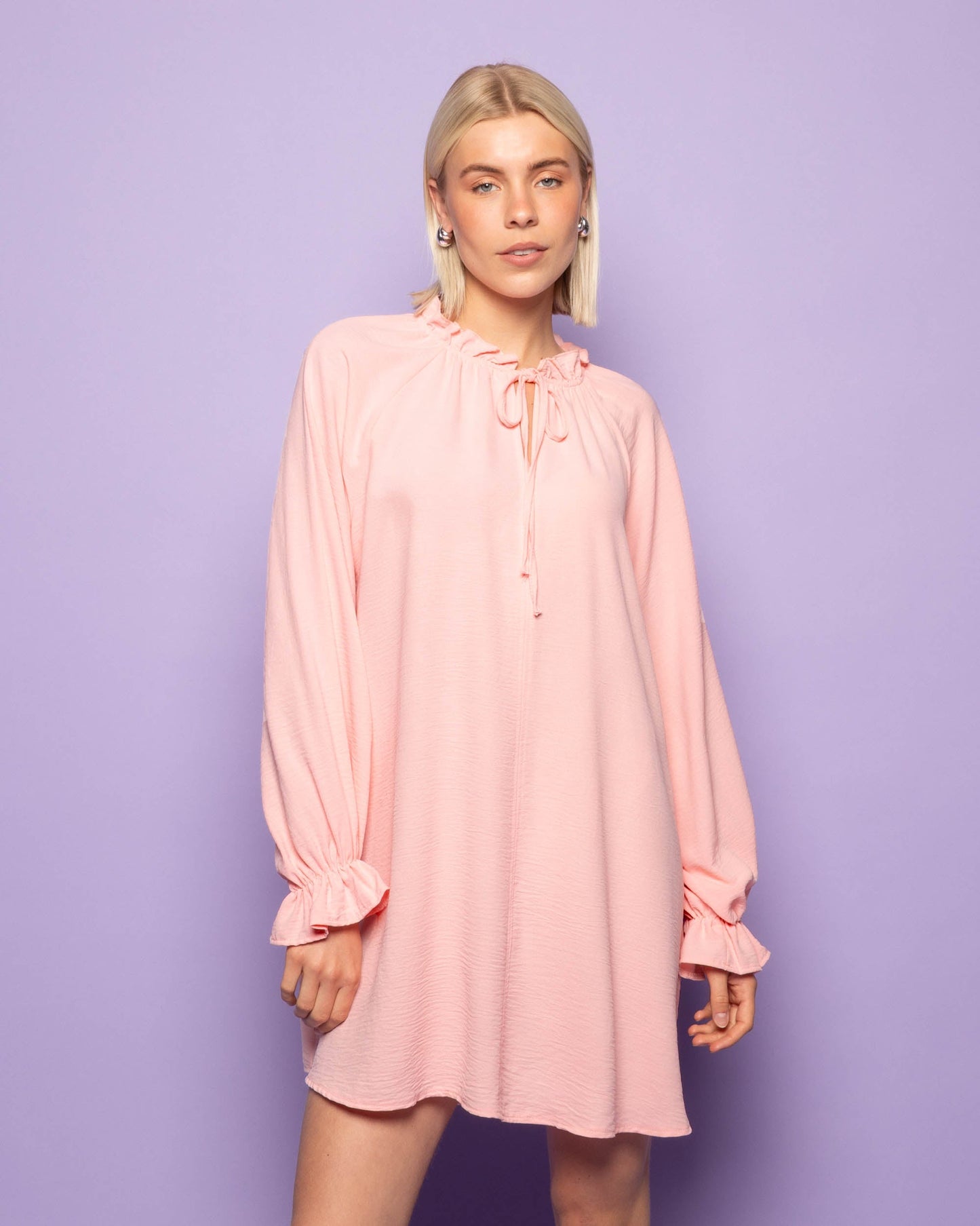 JULIE RUFFLE NECK DRESS LICHTROZE