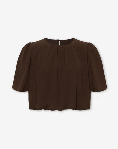 JULIE BUBBLE HEM TOP BRUIN