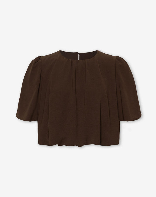 JULIE BUBBLE HEM TOP BRUIN
