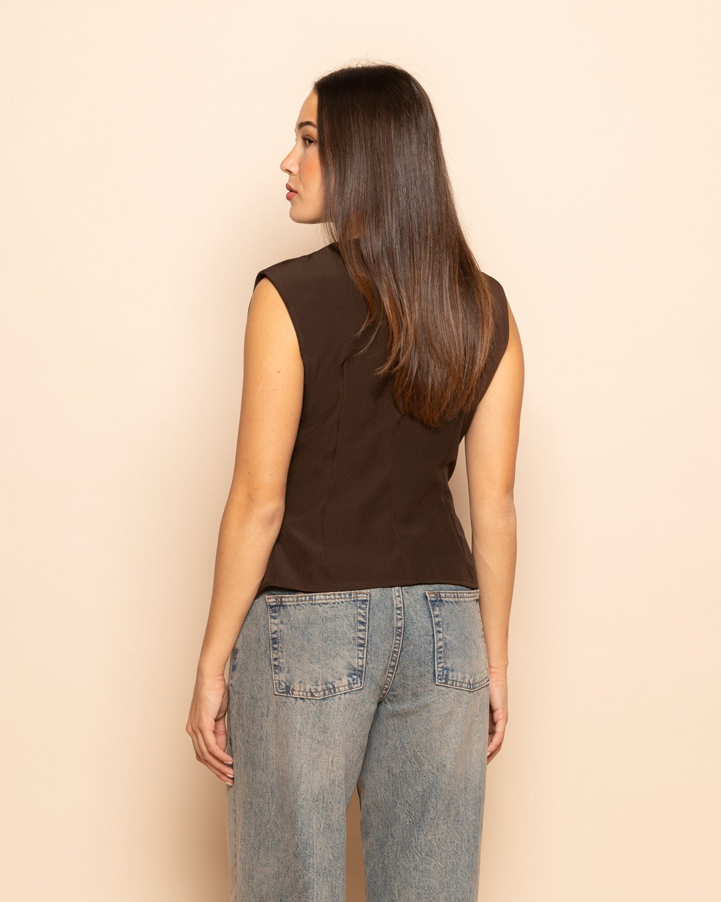 SOFIA RUCHED TOP DONKERBRUIN
