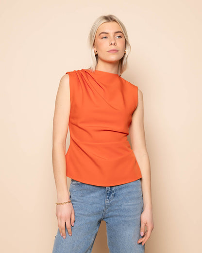 SOFIA RUCHED TOP ORANJE