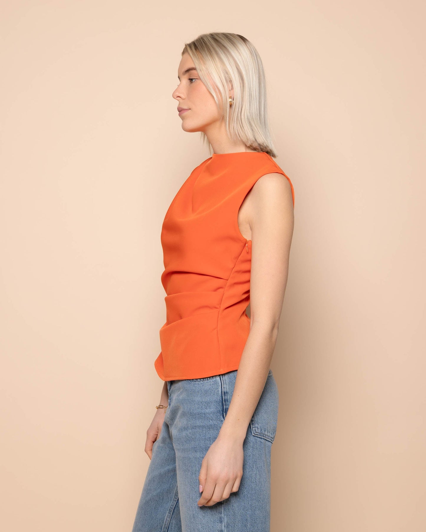 SOFIA RUCHED TOP ORANJE