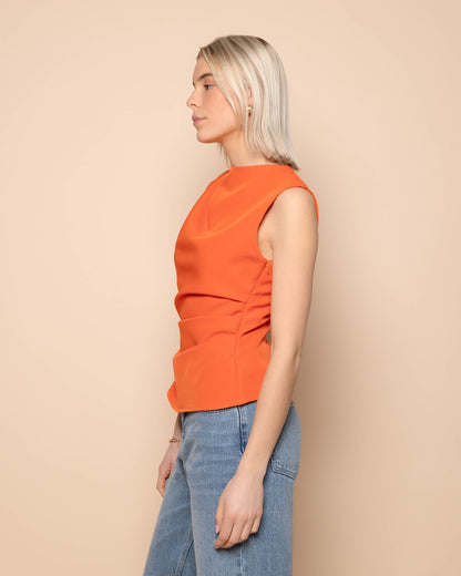 SOFIA RUCHED TOP ORANJE