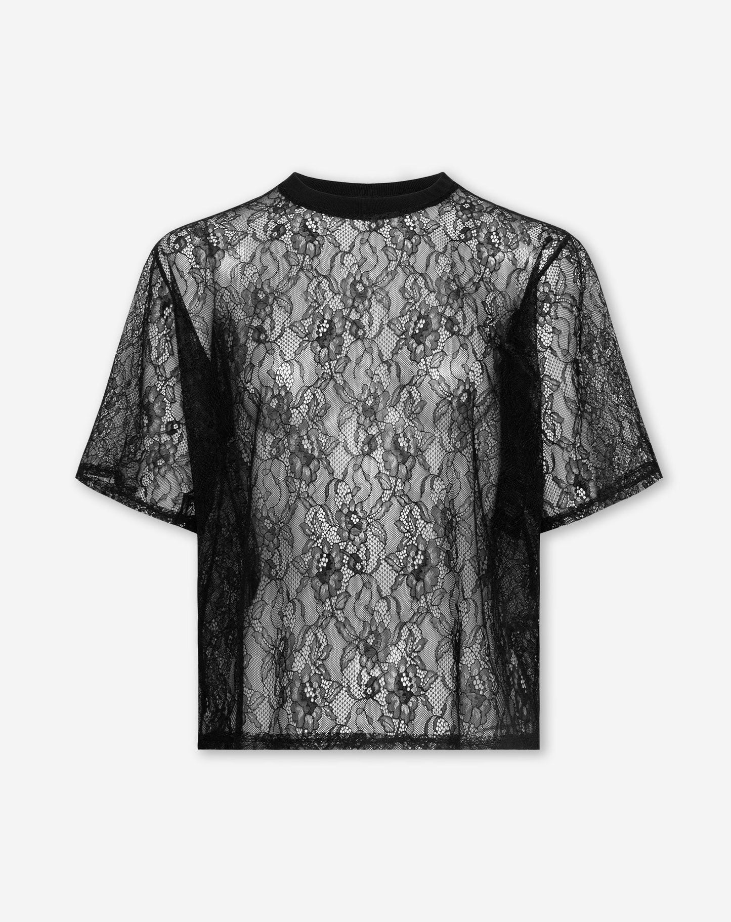 LACE TEE TOP ZWART