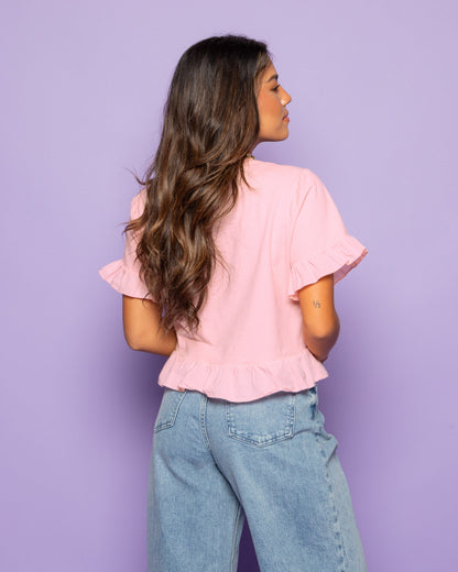 CONTRAST RUFFLE TEE LICHTROZE