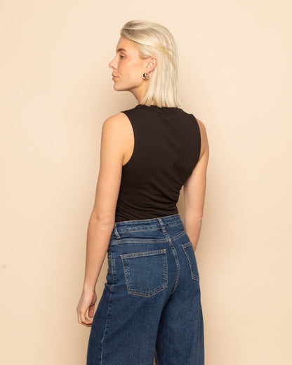 TAMAR DRAPED TOP DONKERBRUIN