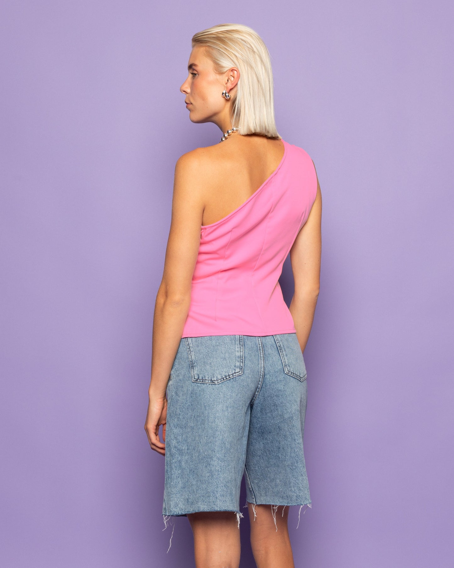 SOFIA ONE SHOULDER RUCHED TOP ROZE