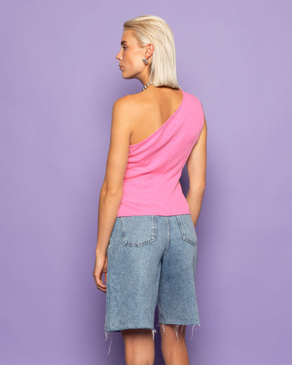 SOFIA ONE SHOULDER RUCHED TOP ROZE