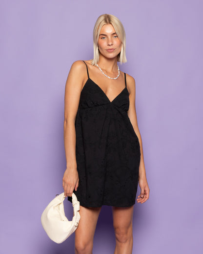 MANOU BRODERIE CAMI DRESS ZWART