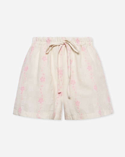 FLOWER COTTON SHORTS HARD ROZE
