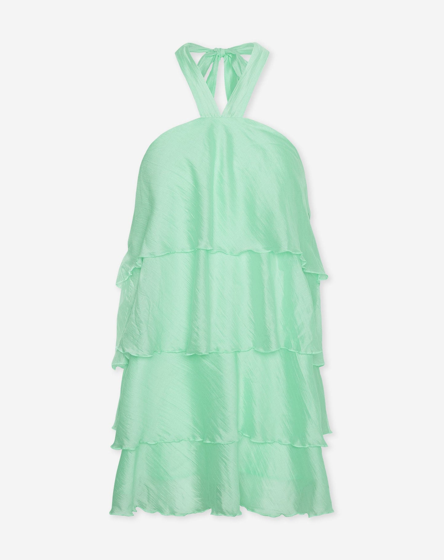 RUFFLE HALTER DRESS PISTACHE