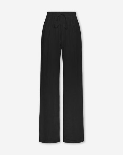 CARMEN LINEN WIDE LEG PANTS TALL ZWART