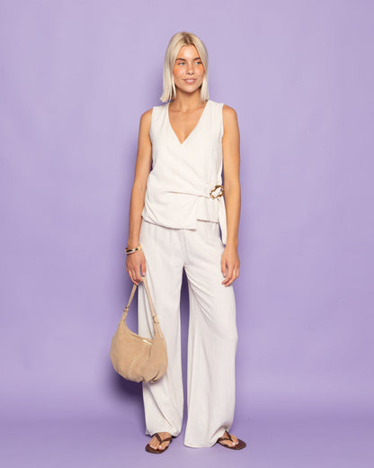 LINDE STRAIGHT LEG PANTS BEIGE