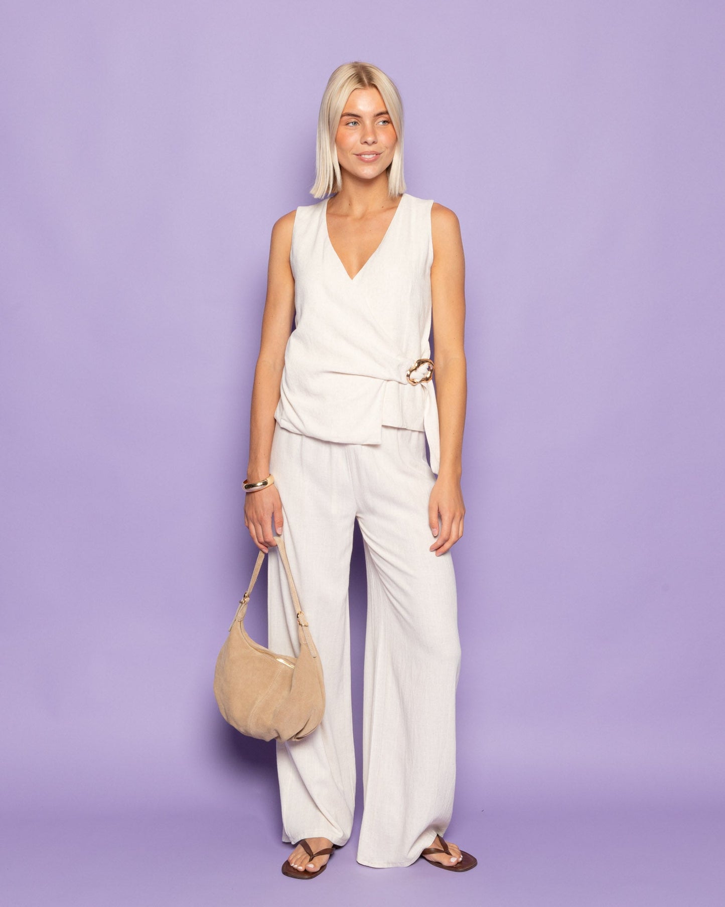 LINDE STRAIGHT LEG PANTS TALL BEIGE