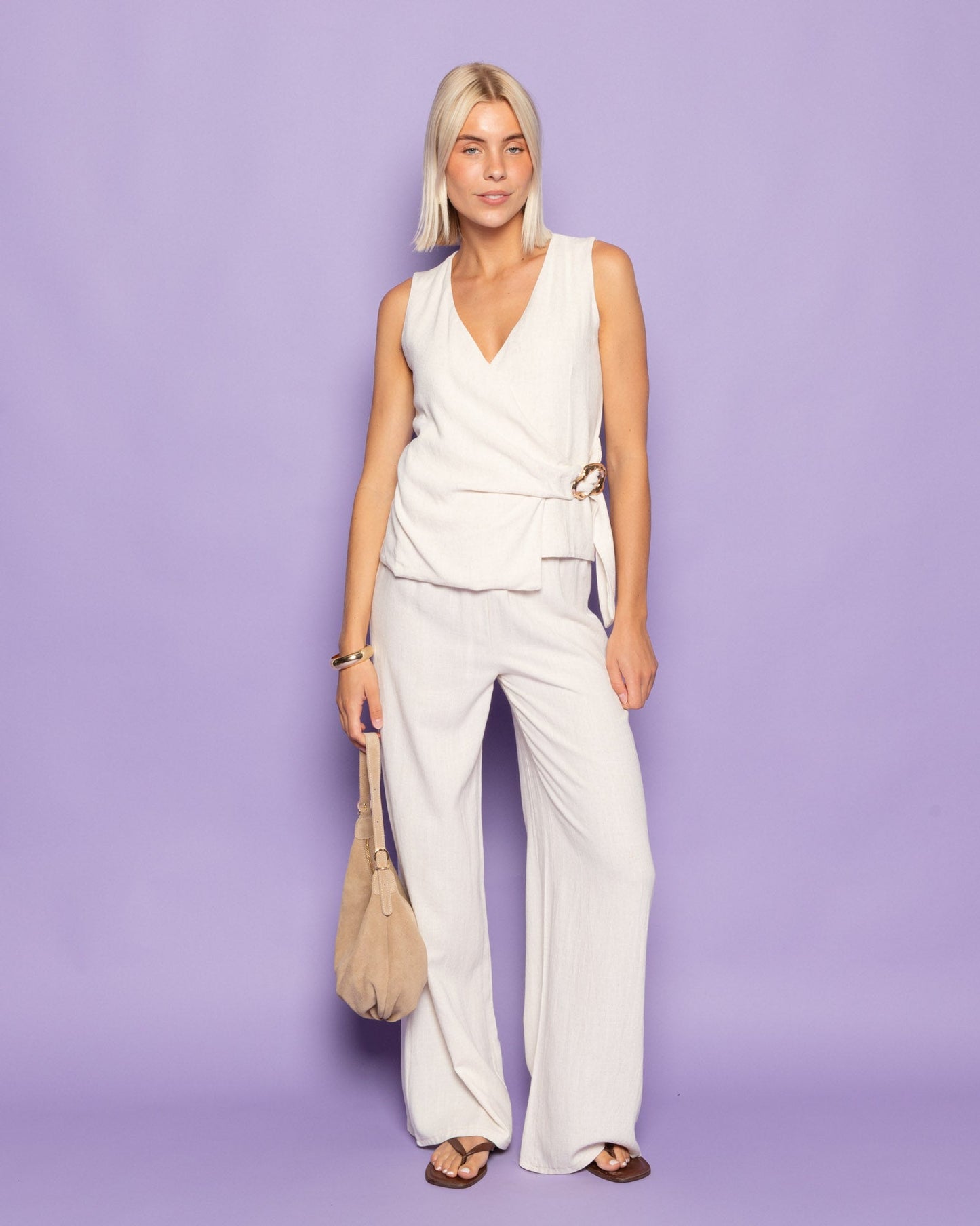 LINDE STRAIGHT LEG PANTS BEIGE