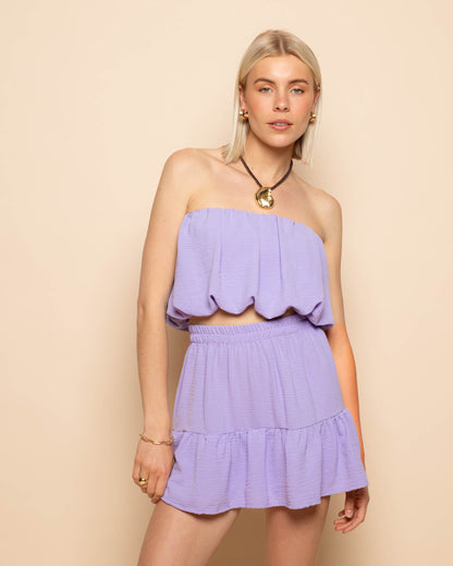 JULIE BUBBLE HEM BANDEAU TOP LILA