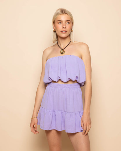 JULIE BUBBLE HEM BANDEAU TOP LILA