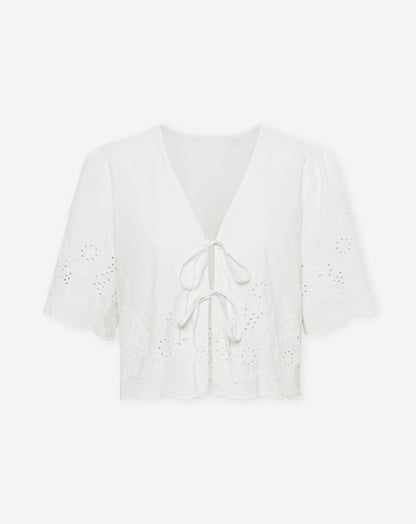 CARA BRODERIE CORD TOP CRÈME