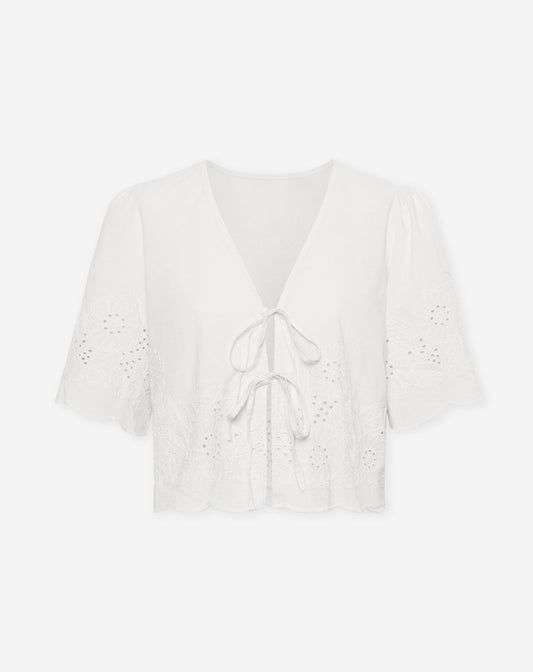 CARA BRODERIE CORD TOP CRÈME