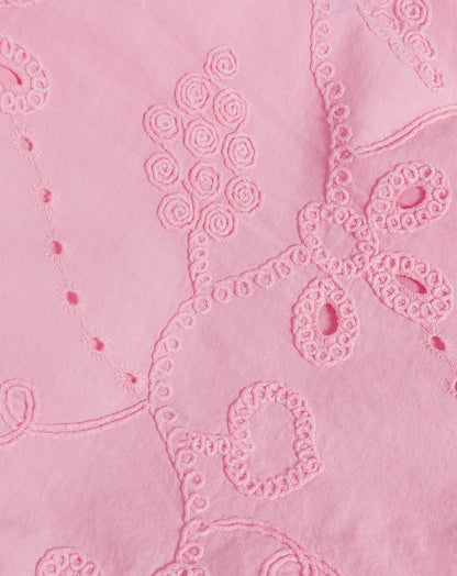 MANOU BRODERIE BUBBLE HEM TOP ROZE