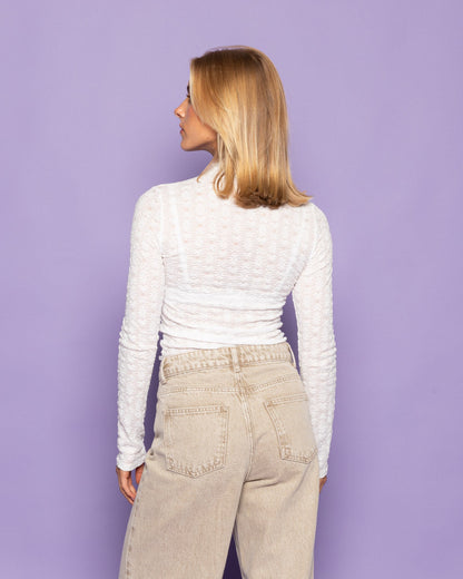 FLOWER STRUCTURE LONG SLEEVE TOP WIT