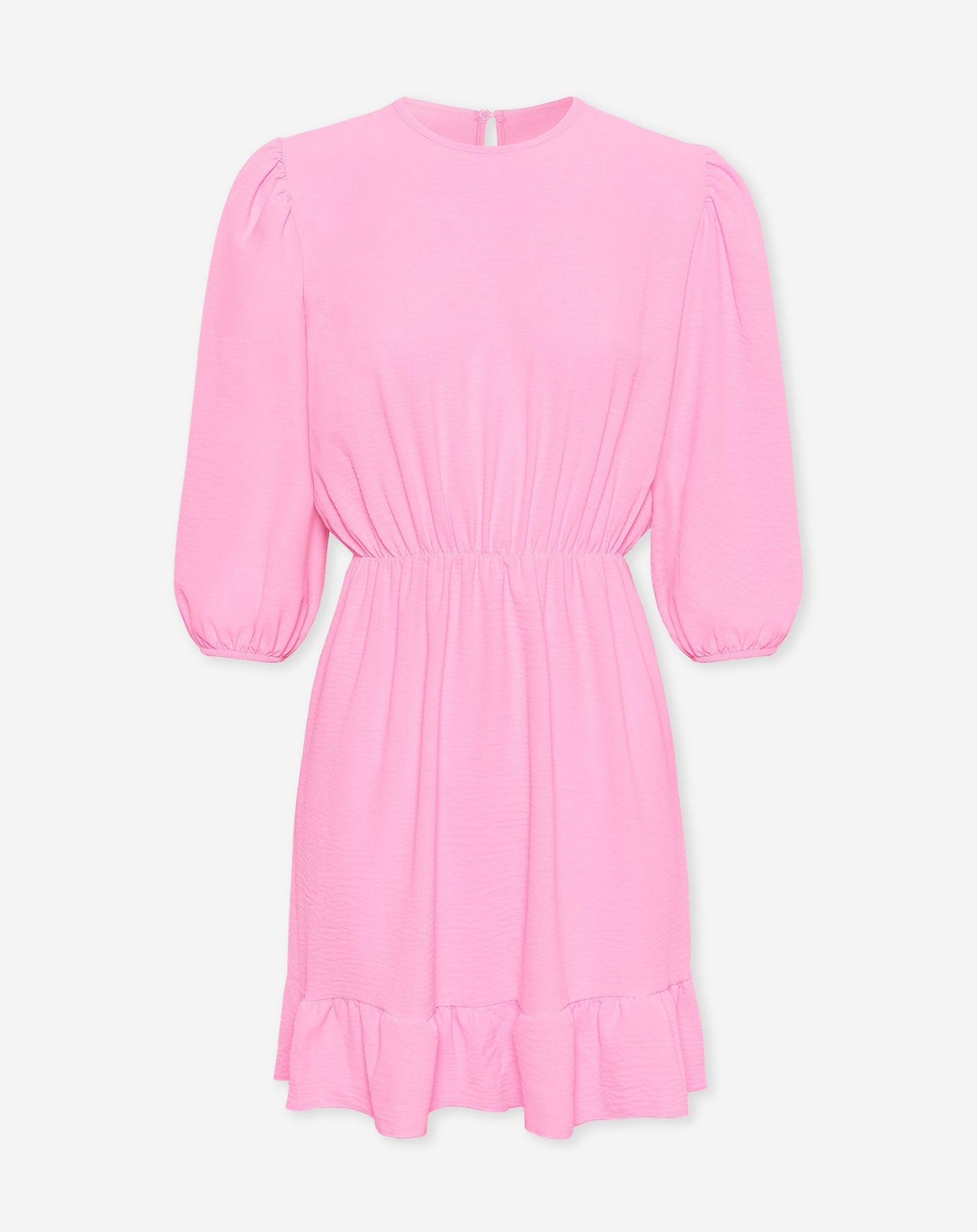 JULIE PUFF SLEEVE RUFFLE DRESS HARD ROZE