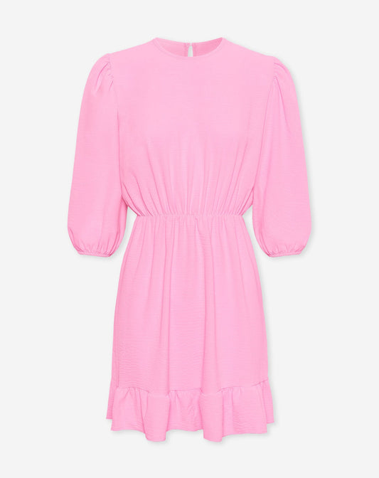 JULIE PUFF SLEEVE RUFFLE DRESS HARD ROZE