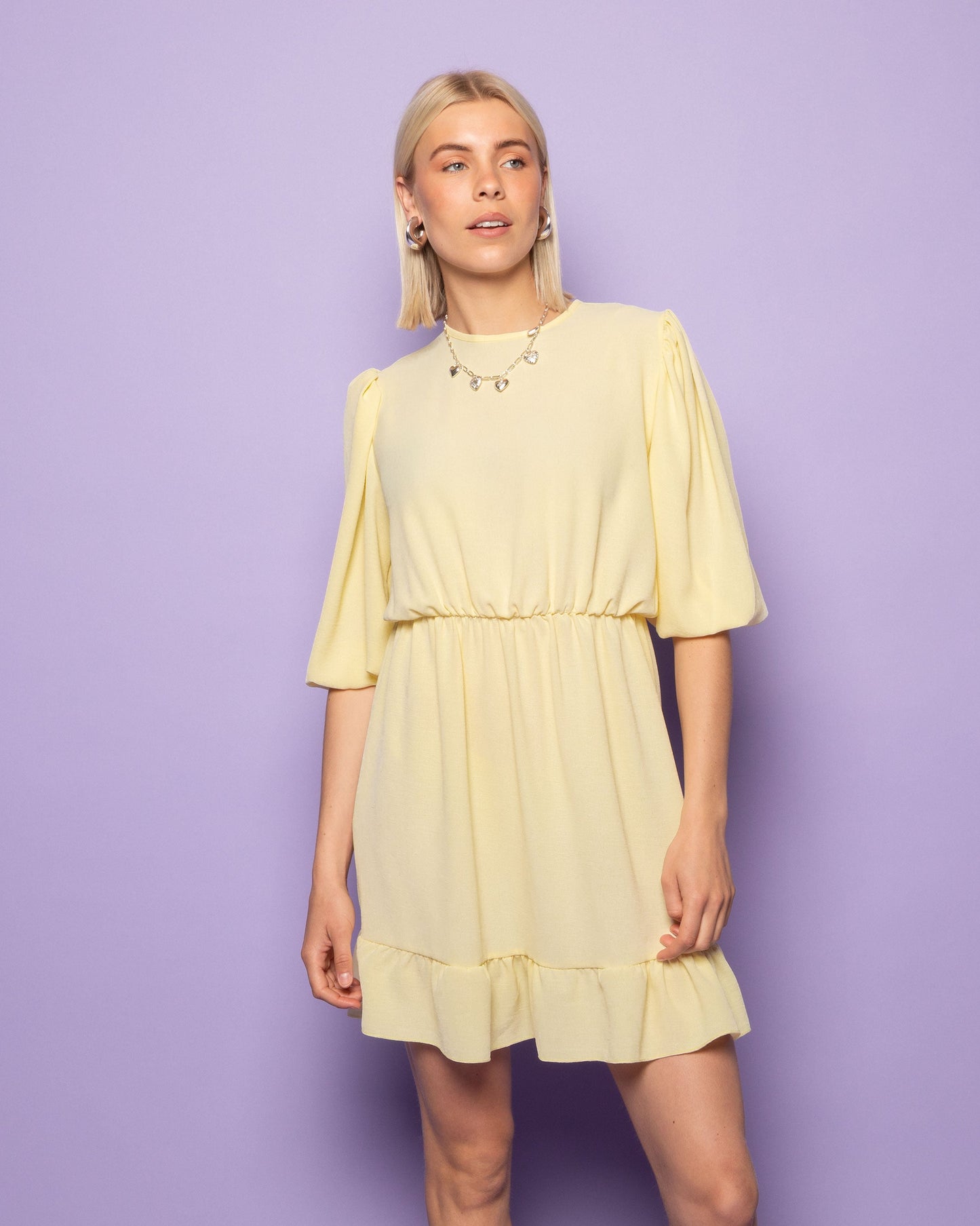 JULIE PUFF SLEEVE RUFFLE DRESS BOTERGEEL